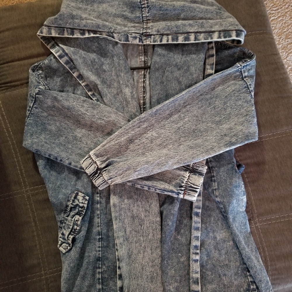 Oversized jean jacket w/ hoodie